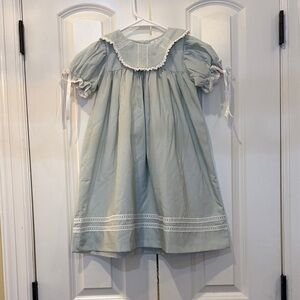 Light sage green heirloom dress with lace trim